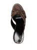 2022 New Leather Sheepskin Sandals Chunky High Heels Pumps Women Slipper Summer Peep-Toe Open Toes 매듭 슬립 온 파티 결혼식 크기 35-43 Cross Tied Snaker Snake