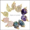 Pendant Necklaces Pretty Nature Stone Pendants Amethyst Rose Quartz White Crystal Lemon Fluorite Charms For Necklace Drop D Mjfashion Dhz6F