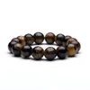 Frisado Strands Men039s Bead Pulseiras Bangles 12mm Tiger Eye Lava Pedra Natural Beads Strand Pulseira Braclet Para Jóias Masculinas 8341262