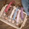 PACIFIERS# Baby Pacifier Clip Chain Cotton Wood 1PC Handmade Nipple Holder Shower Gift Safe Eco-vänliga Dummy ClipSpacifiers#