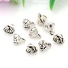 200PCS Alloy Rose Flower Charms Pendants för smycken gör örhängen Halsband DIY Tillbehör Antiqued Silver 7x8x9mm