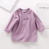 TシャツキッズベイビーハイカラーベーストップTシャツ幼児の女の子冬の服の子供ソフト長袖のカジュアルクロスセストシャツ