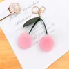 Catena chiave Cherry Pink Hair Ball Ball Car Key Chain Bag Pendente Accessorio per pelliccia Pendente del telefono cellulare