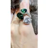 Highend Emerald Malachite 녹색 지르콘 다이아몬드 링 여성 오프닝 조정 가능한 가벼운 고급스러운 쿨 스타일 보석 웨딩 액세서리 9411474