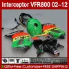 Kroppsarbete för Honda Interceptor VFR 800 VFR800 RR CC 800RR 02-12 Body 129No.68 800cc VFR800RR 02 2002 2003 2004 2005 2006 VFFR-800 08 09 10 11 12 Fairings Green Repsol