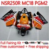 Carrosseries de moto OEM pour HONDA NSR250 NSR 250 R MC18 PGM2 MC16 1988-1989 Carrosserie 124No.7 MC 16 18 NSR 250R NSR250R 88 89 NSR250RR 1988 1989 Kit de carénage pepsol orange