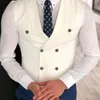 Men's Vests White Slim Fit Men Vest With Double Breasted One Piece Custom Man Suit Wasitcoat Peaked Lapel Wedding Gromsmen Waist Coat Guin22