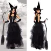 Special Occasions Halloween Witch Costumes for Women Adult Fantasy Black Dress UP Party Carnival Performance 220826