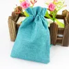 50pcs Gift Bag warp Vintage Style Natural Burlap Linen Jewelry Travel Storage Pouch Mini Candy Jute Packing Bags christmas box FY4890