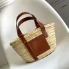 Superior quality Bucket Tote bags summer vacation beach straw bag Vegetable basket new woven shopping bag women's single shoulder diagonal handbags lo