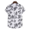 طباعة الأزهار البيضاء الأكمام قصيرة قميص هاواي الرجال 2022 العلامة التجارية الجديدة الصيف شاطئ الوها القمصان الرجال العارضة harajuku chemise homme l220704