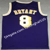 Jersey de baloncesto 8 Bean the Black Mamba 2001 2002 1996 1997 1999 Costerado equipo de buena calidad Amarillo Purple Vintage Jerseys