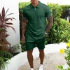Mode heren sets 2 -delige zomer tracksuit man mannelijke casual polo shirtshort fitness joggen ademende sportkleding man set 220610
