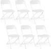 4 Pack White Plastic Folding Chair Party Chairs Stackbar inomhus utomhusstol med stålram 330 kg för bröllop bakgård evenemang möte hus festivaler middag