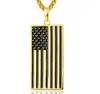 man 18K Gold silver Flag of the United States Pendant Necklace Fashion Hip hop jewelry