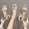2022 Women Sandals Summer Open Toe Shoes Fashion Crude Square Heel Beach Lady Female Weave Wedges Casual Shoes Size 34 36 39 43 Y220409