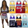 Summer Designer Tracksuits For Women Two Piece Dress Set Sexy Basketball Suit Number Printed Crop Top And Skirt Outfits