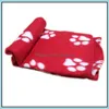 60x70cm Pet Dog Dog Bed Bed بطانيات لطيفة نوم نوم دافئ PAW PRINT PUPPY FLEECE أسرة بطانية ناعمة