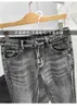 남성 청바지 디자이너 봄 2022 및 여름 스모키 그레이 부티크 단순 중간 허리 마이크로 탄성 소형 스트레이트 JeansYA14 Y355