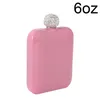 6oz Stainless Steel Hip Flask Crystal Lid Women's Flask Flagon Alcohol Portable Pocket Purse Whisky Wine Pot Bottle Travel Tour Drinkware Cute Girly Gift HY0410