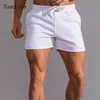 Samlona hommes loisirs Shorts été Sexy à lacets maigre grande taille 3xl mâle décontracté plage pantalons courts bleu blanc 220715