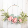 Couronnes de fleurs décoratives Cilected Floral Hoop Guirlande Décor de mariage Guirlande de roses artificielles Anneau en métal Décoration de ferme 11.8InchesDec