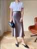 Casual Dresses Silk Satin Skirts For Women High Waisted Skirt 2022 A-Line Elegant Summer Pink Midi Korean StyleCasual