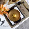 Placas pratos de estilo chinês de ouro escovados de cerâmica Plato de jantar el clube villa modelo de sala de mesa de mesa de mesa de mesa macia decoração de mesa macia