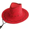 Berets Fashion Ox Head Pattern Western Filz Fedora Hut Wide Curve Brim Cowboy Jazz HatBerets