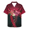 Летние платья женские с открытыми плечами и мужские рубашки 4XL Hibiscus Plumeria Boho с принтом пара черная красная ткань Vestidos Mujer 220627