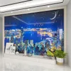 Night City Building Wallpaper Mural Room de sala de estar Sofá fundo Wallpaper65606662