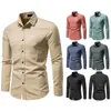 Chemises robes pour hommes Hollow à manches longues Fashionsolid Couleur rétro Casual Button Shirt Slim Shirtsmen's Vere22