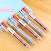 Creatieve multicolor balpoint pennen transparant plastic 6-kleuren automatische pen schattige cartoon schoolbenodigdheden