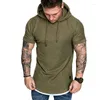 Heren Hoodies Sweatshirts Zomer Stijlvolle heren Casual hoodie Veter omhoog Wit shirt Haped Kap Korte Mouw Slanke tops Sportkleding Plus maat