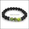 Pulseras con dijes Joyería Moda Piedra de lava negra natural Pulsera turquesa Aromaterapia Difusor de aceite esencial para Dhsz3