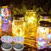 Solar Power Mason Jar Lid Light String Waterproof Fairy Firefly Słoik Pokrywa światło na ogród na patio ogród świąteczny Przyjęcie weselne