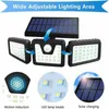 LED Solar Wall Lights 3 Mode Rotated Outdoor ThreeHead Induction Waterproof Roadside Park Decorative Lighting7736094