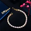 Charm Fashion AAA Cubic Zirconia Womens Tennis bracelet 18k Gold Silver Bracciali Bracciale in rame Gioielli firmati di lusso Per le donne Party Friend Regalo per adolescenti