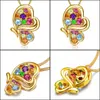Pendant Necklaces Pendants Jewelry Mengyi Fashion Lovely Golden Butterfly Necklace Inlaid With Mti-Col Dhjv3