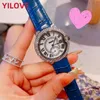 Frauen Quarz importierte Bewegung Uhr 36mm blaugrün rosa echtes Ledergurt Waterdes Diamanten Römische Wort Nagel Geschäft Luxusgeschenke Armbanduhr