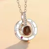 l00 Langues Projection Amour Pendentif Rond Collier Avec Diamant Pour Femmes Maman Fête Des Mères Cadeaux