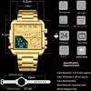 Wristwatches BOAMIGO Sport Square Digital Analog Big Quartz Watch Top Fashion Gold Stainless Steel Men Watches Male Clock