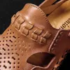 Sandals Big Size 48 Men Leather Summer Handmade Shoes Slip-On Soft Beach Comfortable Outdoor Walking FootwearSandals