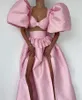 Сексуальные двойные сплит -розовые платья для выпускного выпускного выпускного