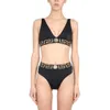 Svart bikini sommar jacquard brev tryck kvinnor badkläder toppar högkvalitativa bikini