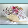 Party Favor Event Supplies Festive Home Garden 15Styles Vintage Bamboo Fancy Folding Fan Hand Flower Chines Dhdi4