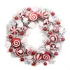 Decorative Flowers & Wreaths Artificial Christmas Wreath With Candy Garland For Front Door Window Decoration Indoor Winter Holiday Decor