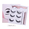 Thick Natural 3 Pairs Magnetic False Eyelashes Set Soft & Vivid Curly Crisscross Hand Made Reusable Multilayer Magnets Fake Lashes with Eyeliner Tweezer 5 Models DHL