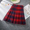 Skirts 2022 Year Summer Woman Mini Plaid Skirt Harajuku Japanese Kilt Femme Red Green Y2k High Waist Tennis Saia Xadrez Preppy