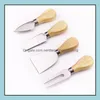 Cheese Tools Kitchen Kitchen Dining Bar Home Garden 30Sets Wooden Handle Set Cheese-Knife Cutter Cooking Tool In Black Box Rre13624 Drop